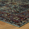 4' x 5' Blue and Purple Oriental Power Loom Stain Resistant Area Rug