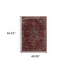 4' x 5' Red and Gold Oriental Power Loom Stain Resistant Area Rug