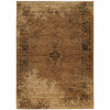 4' x 5' Gold and Brown Oriental Power Loom Stain Resistant Area Rug