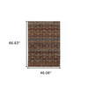 4' x 5' Multi and Blue Abstract Power Loom Stain Resistant Area Rug