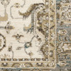 4' x 5' Ivory Grey and Blue Oriental Power Loom Stain Resistant Area Rug