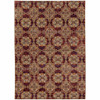 4' x 5' Red & Gold Oriental Power Loom Stain Resistant Area Rug