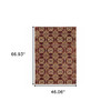 4' x 5' Red & Gold Oriental Power Loom Stain Resistant Area Rug