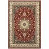 4' x 5' Red Ivory Machine Woven Oriental Indoor Area Rug