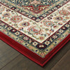 4' x 5' Red Ivory Machine Woven Oriental Indoor Area Rug