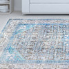 4' x 5' Shades Of Azure Oriental Stain Resistant Area Rug
