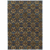 4' x 5' Blue and Gold Oriental Power Loom Stain Resistant Area Rug