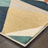 4' x 5' Blue Green Beige Retro Wedge Indoor Area Rug