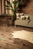 4' x 5' Off White and Silver Faux Cowhide Non Skid Area Rug