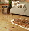 4' x 5' Off White and Brown Faux Cowhide Non Skid Area Rug