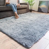 4' x 5' Gray Shag Power Loom Non Skid Area Rug