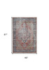 4' x 6' Rust Oriental Distressed Polyester Stain Resistant Area Rug