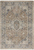 4' x 6' Beige and Grey Oriental Power Loom Non Skid Area Rug