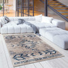 4' x 6' Beige and Blue Boho Chic Area Rug