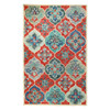 4' x 6' Blue and Rust Wool Geometric Tufted Stain Resistant Area Rug