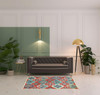4' x 6' Blue and Rust Wool Geometric Tufted Stain Resistant Area Rug