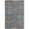 4' x 6' Blue Teal Gold Rust and Beige Abstract Power Loom Stain Resistant Area Rug