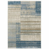 4' x 6' Blue Dark Blue Teal Grey Ivory Beige and Tan Geometric Power Loom Area Rug