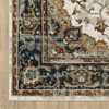 4' x 6' Beige Blue Green Rust and Grey Oriental Power Loom Stain Resistant Area Rug