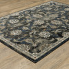 4' x 6' Charcoal Blue Gold Rust and Beige Oriental Power Loom Stain Resistant Area Rug