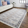 4' x 6' Gray Blue and Orange Floral Stain Resistant Area Rug