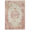 4' x 6' Ivory and Pink Medallion Area Rug