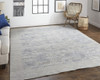 4' x 6' Gray and Blue Abstract Hand Woven Distressed Area Rug