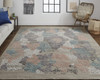 4' x 6' Pink Blue and Taupe Abstract Hand Woven Distressed Area Rug