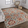 4' x 6' Orange and Gray Wool Floral Hand Knotted Stain Resistant Area Rug