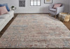 4' x 6' Red and Blue Wool Abstract Hand Knotted Area Rug