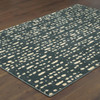 4' x 6' Steel Blue and Ivory Abstract Power Loom Stain Resistant Area Rug