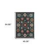 4' x 6' Teal Blue Rust Gold and Ivory Floral Power Loom Stain Resistant Area Rug