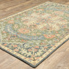 4' x 6' Blue Green Clay and Gold Oriental Tufted Handmade Stain Resistant Area Rug