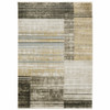 4' x 6' Beige Charcoal Brown Grey Tan Gold and Blue Geometric Power Loom Area Rug