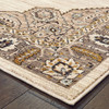 4' x 6' Ivory Gold Grey and Blue Oriental Power Loom Stain Resistant Area Rug