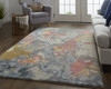 4' x 6' Blue Pink and Gray Wool Floral Tufted Handmade Area Rug