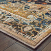 4' x 6' Blue Gold Grey Orange Ivory and Teal Oriental Power Loom Stain Resistant Area Rug