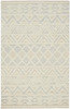 4' x 6' Ivory Blue and Tan Wool Geometric Tufted Handmade Stain Resistant Area Rug