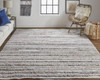 4' x 6' Taupe Ivory and Red Striped Hand Woven Stain Resistant Area Rug