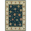 4' x 6' Navy and Ivory Oriental Power Loom Stain Resistant Area Rug