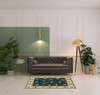 4' x 6' Navy and Ivory Oriental Power Loom Stain Resistant Area Rug