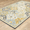 4' x 6' Blue Green Gold Navy and Ivory Geometric Tufted Handmade Stain Resistant Area Rug