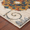 4' x 6' Ivory Blue Gold Green Orange Rust and Teal Floral Power Loom Area Rug