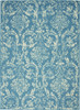4' x 6' Blue Damask Power Loom Area Rug