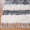 4' x 6' Black and Ivory Wool Striped Flat Weave Handmade Area Rug with Fringe