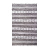 4' x 6' Grey and Silver Wool Striped Flat Weave Handmade Area Rug with Fringe