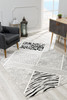 4' x 6' Grey Geometric Power Loom Stain Resistant Rectangle Area Rug