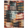 4' x 6' Blue Gold Red and Grey Abstract Power Loom Stain Resistant Area Rug