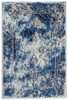 4' x 6' Blue Ivory and Gray Floral Distressed Stain Resistant Area Rug