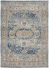 4' x 6' Ivory and Blue Oriental Power Loom Non Skid Area Rug